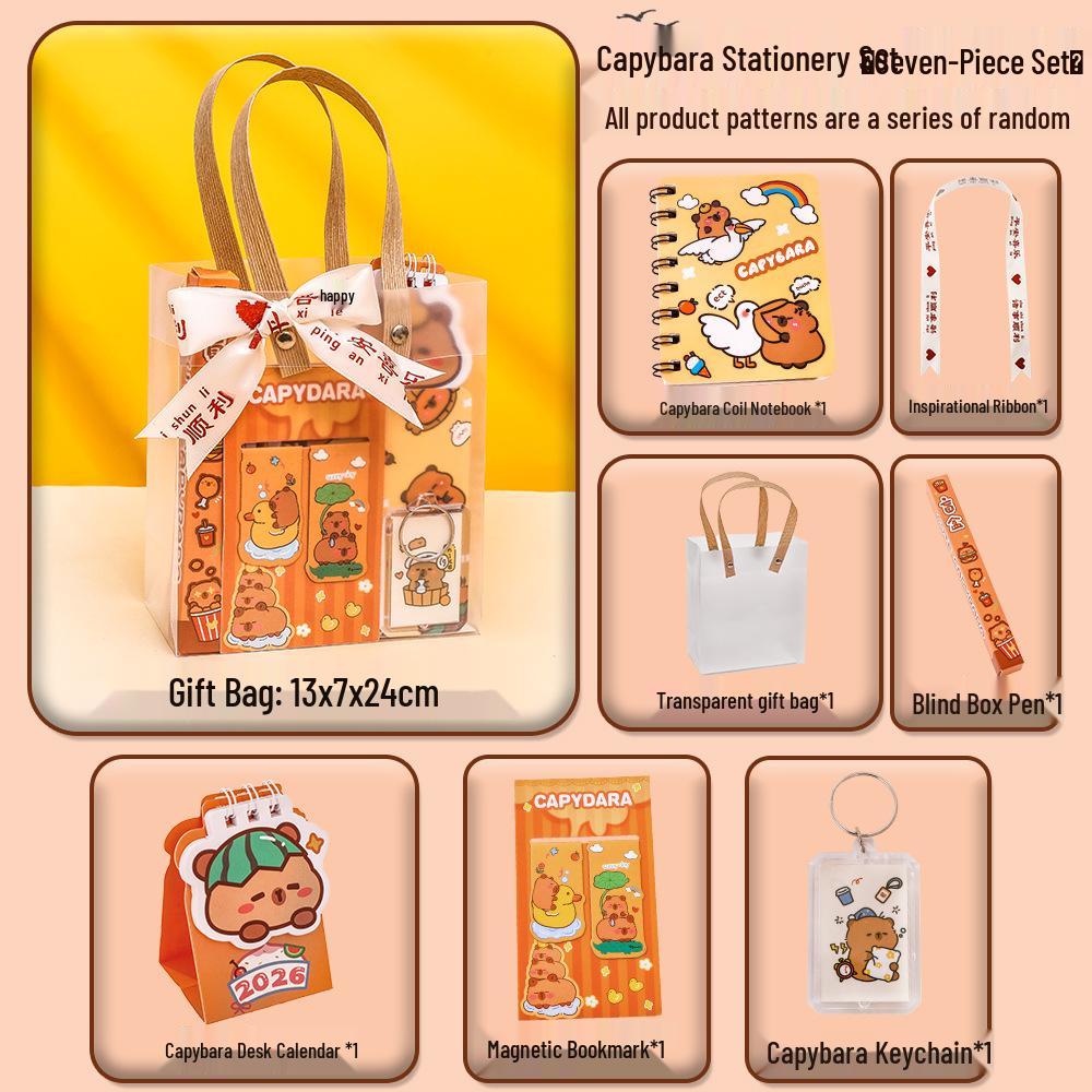 Capybara Cartoon Stationery Gift Set - Cute, High-Value School Supplies