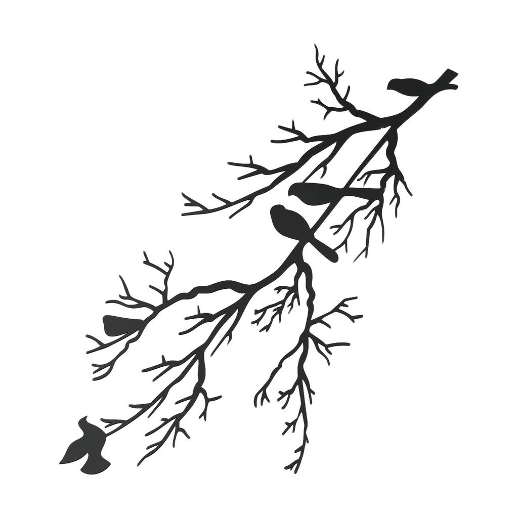 Metal Bird Wall Art for Home Living Room Decor with Tree Branch Design