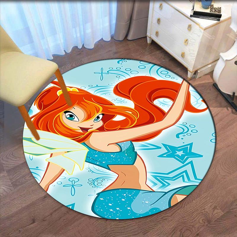 Winx Club Printed Round Rug Carpet Chair Rug Area Rug Entryway Doormats,for Office Chair Living Room Bedroom Kitchen Room.