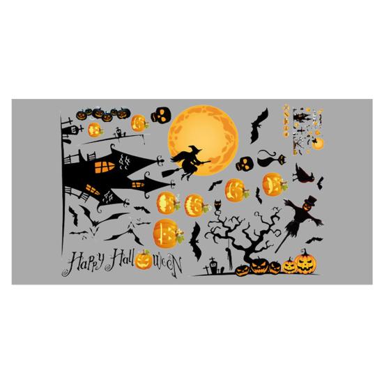 Halloween Window Sticker Pumpkin Bat Wall Sticker Waterproof Self-Adhesive Sticker