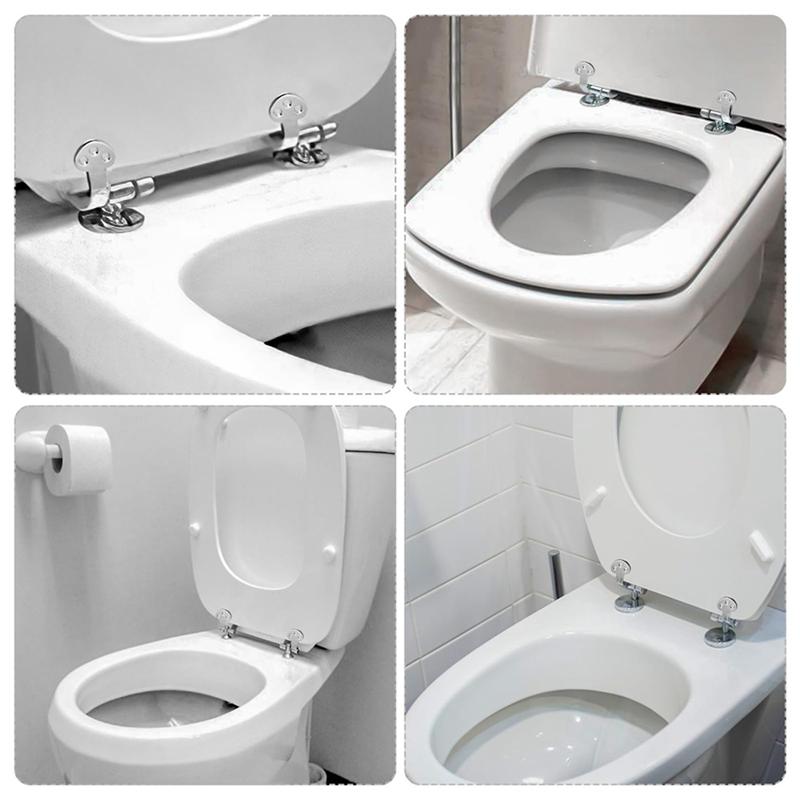 A03F-Charnière de Siège de Toilette 2 Paires de Remplacement Charnières en Acier Inoxydable Pour Tous les Couvercles de Siège de Toilette Siège de Toilette à Fermeture Douce Accessoires