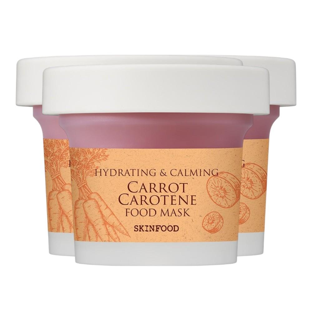 SKINFOOD Carrot Carotene Food Mask 120g (3-Pack) - Soothing & Hydrating Wash Off Mask - Relief for Sensitive Skin Korean Skincare Bundle