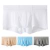 Men Ice Silk Underwear Mid-rise High Elasticity Slim Fit Shorts Briefs Solid Color