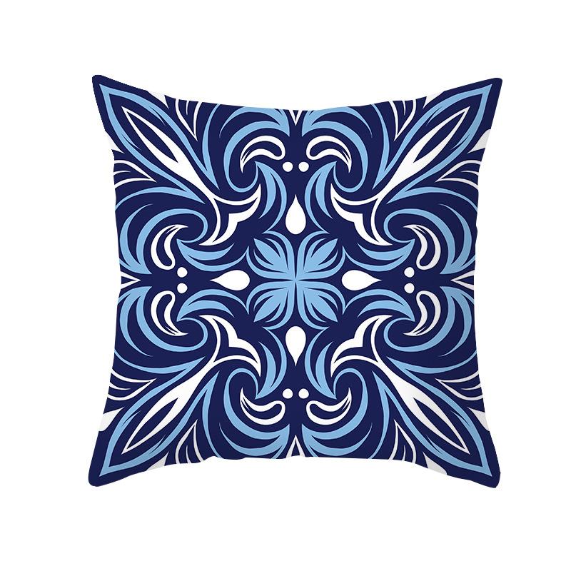 Shopee Printed Throw Pillow Cover Yellow and Blue Geometric Mid-century Retro Abstract Throw Pillow Home Sofa Cushion Cover