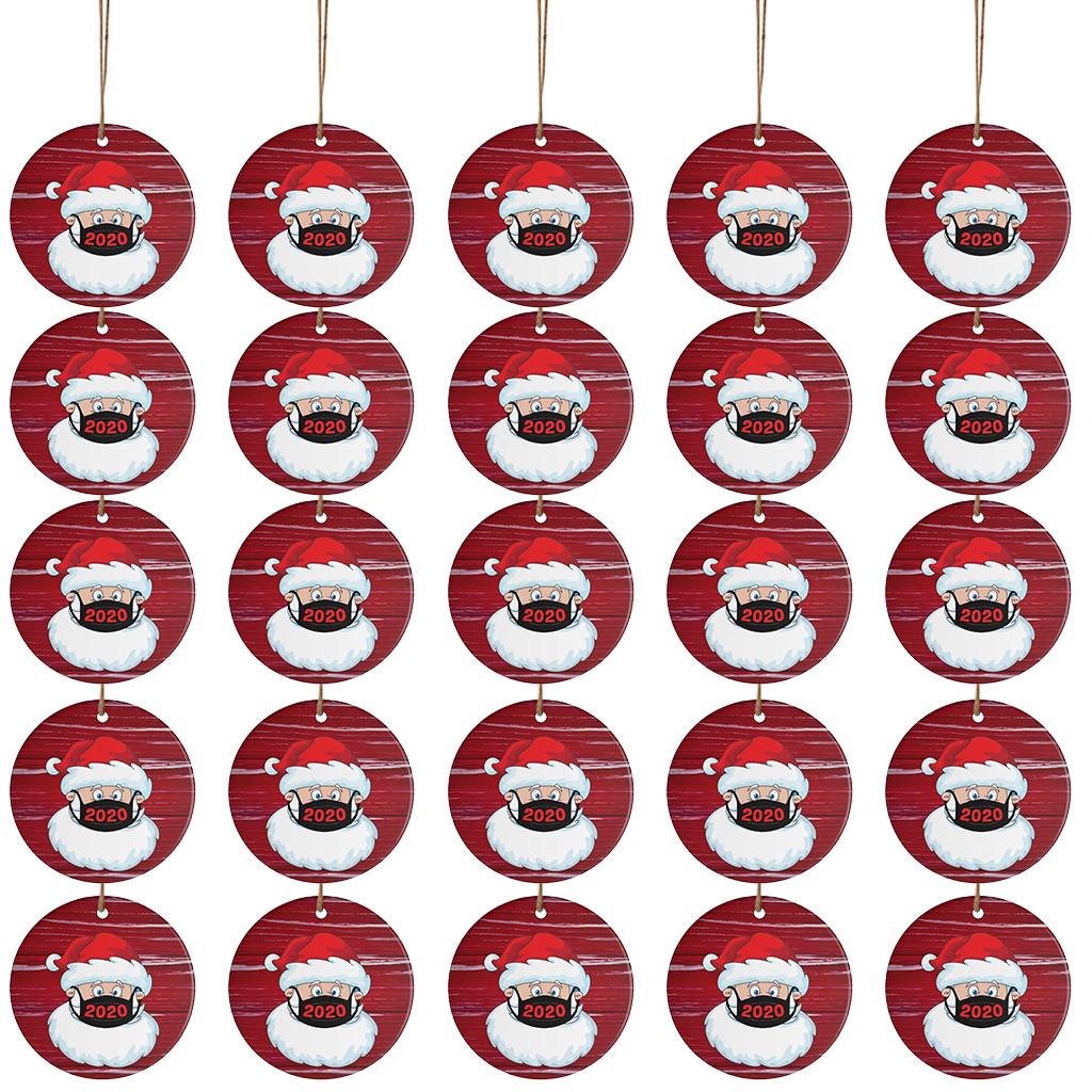 30PC 2020 Christmas Ornament Santa Wearing A Face Mask Decorate Christmas Tree