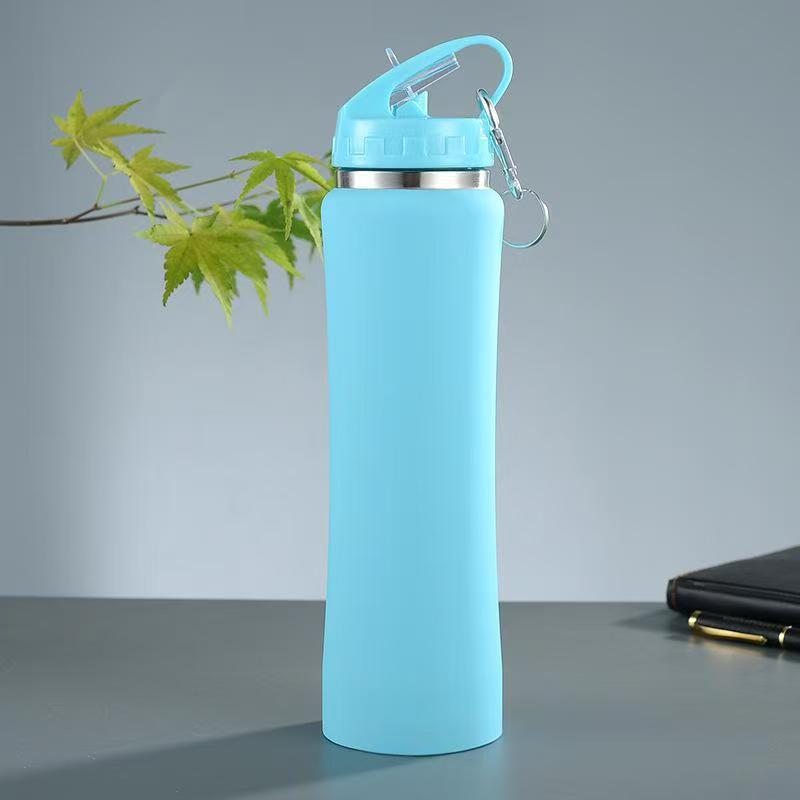 600ml Isolierte Edelstahl-Wasserflasche (304) mit Strohhalm, Hochwertige Fitness- & Fahrradflasche, Perfektes Geschenk für Männer und Frauen