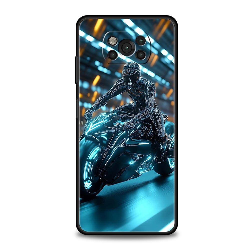 Motorcycle Phone Case for Xiaomi Poco F7 F6 F5 F4 F3 X6 X5 X4 X3 NFC F7 Ultra M4 C51 C55 GT 5G Soft TPU Cover Fundas Capas Coque