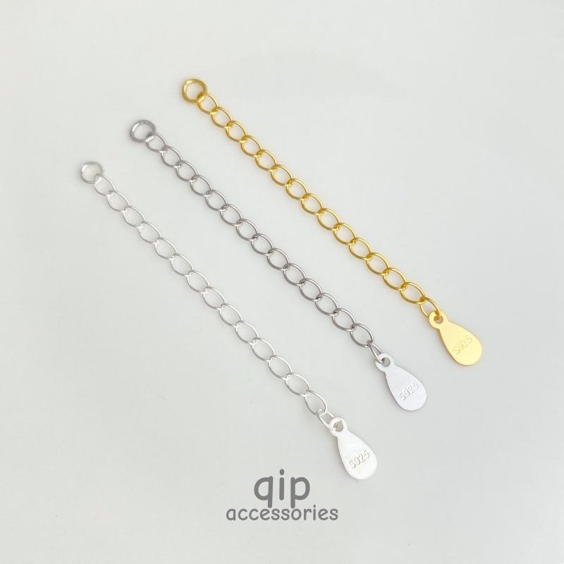 S925 Sterling Silver Gold-Plated Teardrop Extension Chain for Bracelet/Necklace.