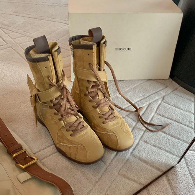 

Трендовые ретро ботильоны на шнуровке, в универсальной цветовой гамме Майяр, с боковой молнией, 2025 новинка Dexun ботинки Мартин женские осенние 41 хаки