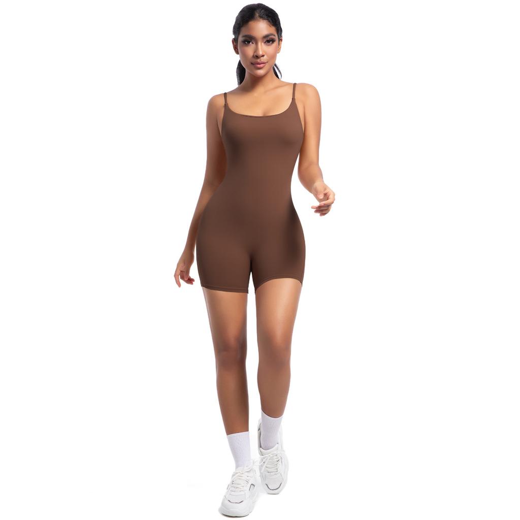 New Spring And Summer Nude Yoga Camisole Jumpsuit For Women's High-intensity Dance Fitness Sports Jumpsuit