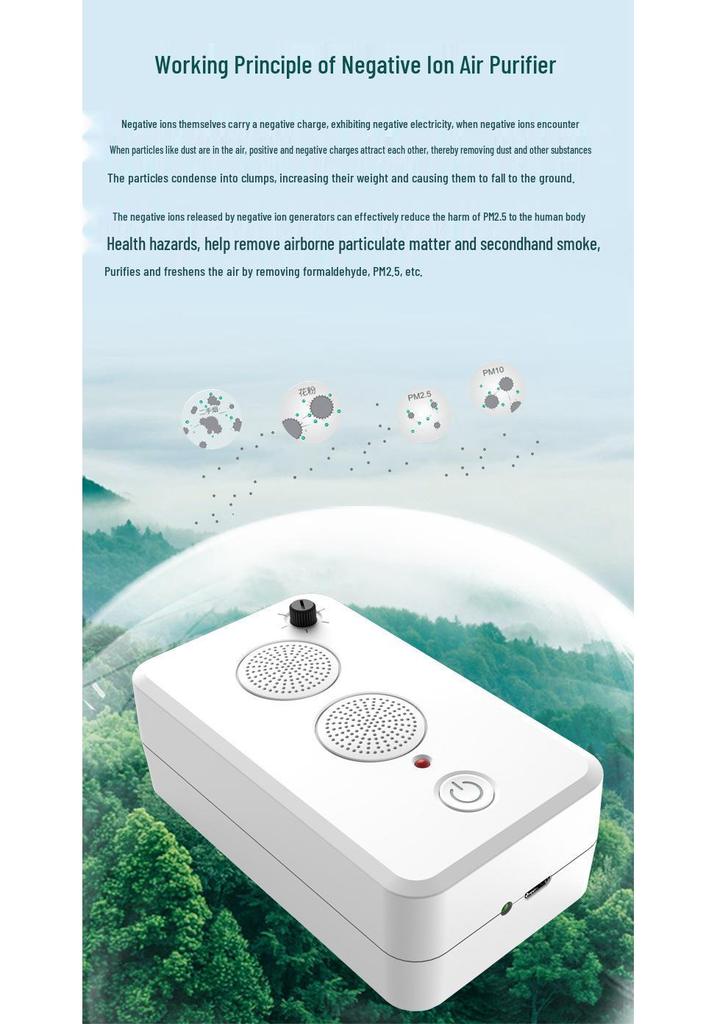 Car and Home Oxygen Bar Air Purifier with Negative Ions for Odor, Formaldehyde, and PM2.5 Removal, Plus Sterilization