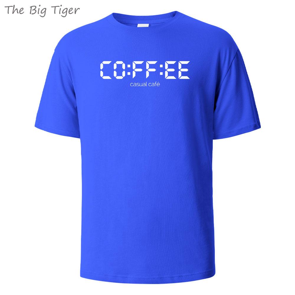 Coffie Printed Essential Cotton Tee Simple Crew Neck Design Soft Breathable Fabric Unisex Short Sleeve Shirt