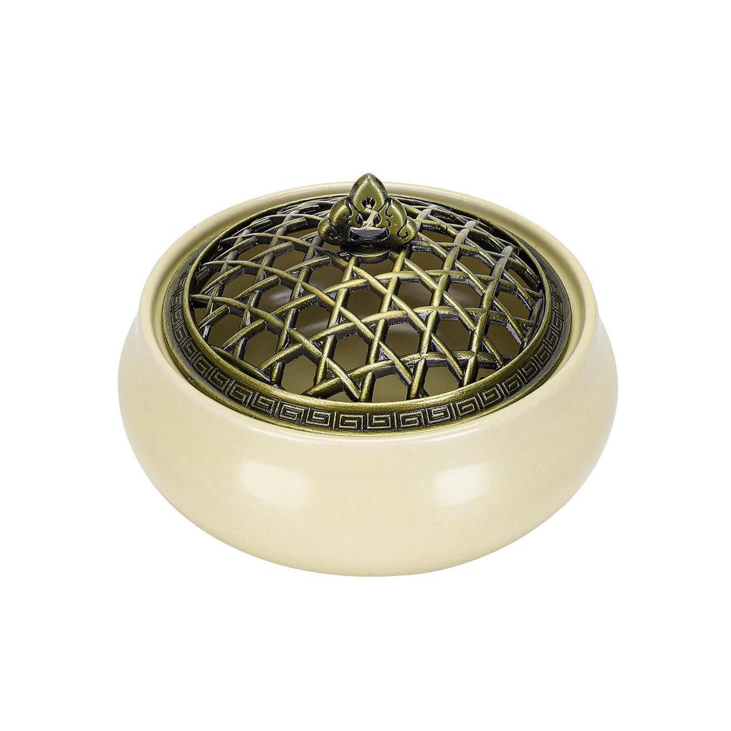 Jingdezhen Celadon Ceramic Three-Legged Small Incense Burner with Ice Crack Glaze and Anti-Scald Lid.