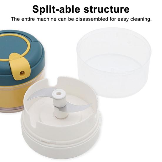 Manual Food Processor Pull Chop Grinder Stainless Steel Mincer for Garlic Chili Ginger Dual-Blade Design Vegetables Chopper for Home Kitchen Prep