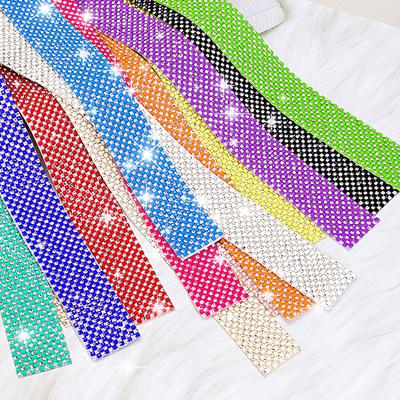 10pcs Rhinestone Ribbons Roll Diamond Sparkling Banding Party Gift Decoration DIY Crafts Self-Adhesive Rhinestone Sticker