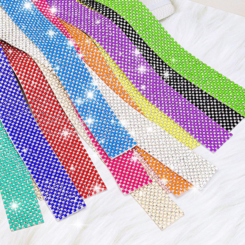10pcs Rhinestone Ribbons Roll Diamond Sparkling Banding Party Gift Decoration DIY Crafts Self-Adhesive Rhinestone Sticker