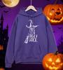 Happy Halloween Broom Hat Printing Men Hoodies All-Match Casual Pullovers Autumn Fleece Hoodie Loose Pocket Male Streetwear