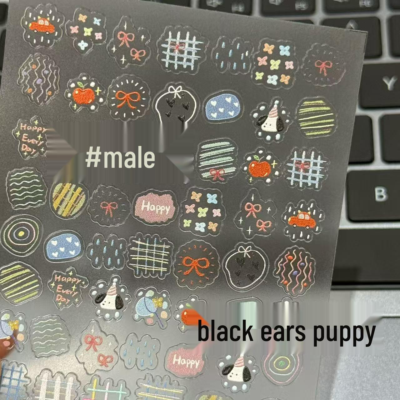 Cute 3D Puppy Birthday Nail Art Stickers - Waterproof & Embossed Design