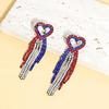 1 Paar Damen Quastenohrringe, Stern Ohrstecker Pave Hängeohrringe, Boho Wasserfall Perlenfransen Ohrringe, Amerikanische Flagge Ohrringe Schmuck Geschenk