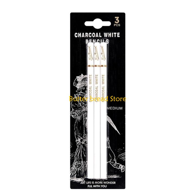 W89C 2/3/4x/Set White Charcoal Pencils Highlight Pencil Drawing Pencils for Artist