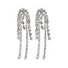 Silver Needle Long Chain Tassel Earrings - European American High-End Luxury Design Ear Drops
