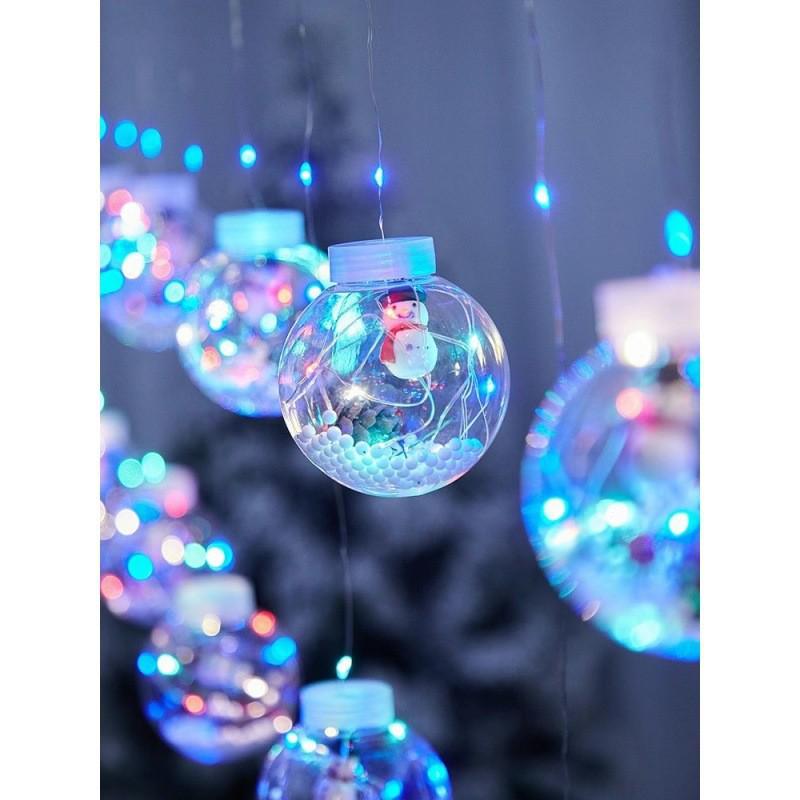 LED Santa Claus Wishing Ball Curtain Lights for Romantic Holiday Decorations and Store Window Displays
