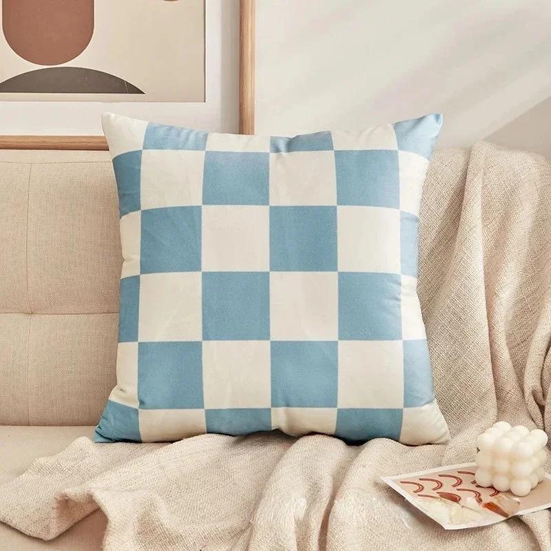 Checkerboard Plaid Cushion Cover Pillowcase Sofa Seat Bed Retro Home Decor