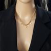 18K Gold Plated Charm Zircon Disc Necklace, Dainty Beaded Station Herringbone Choker for Women, Trendy Jewelry