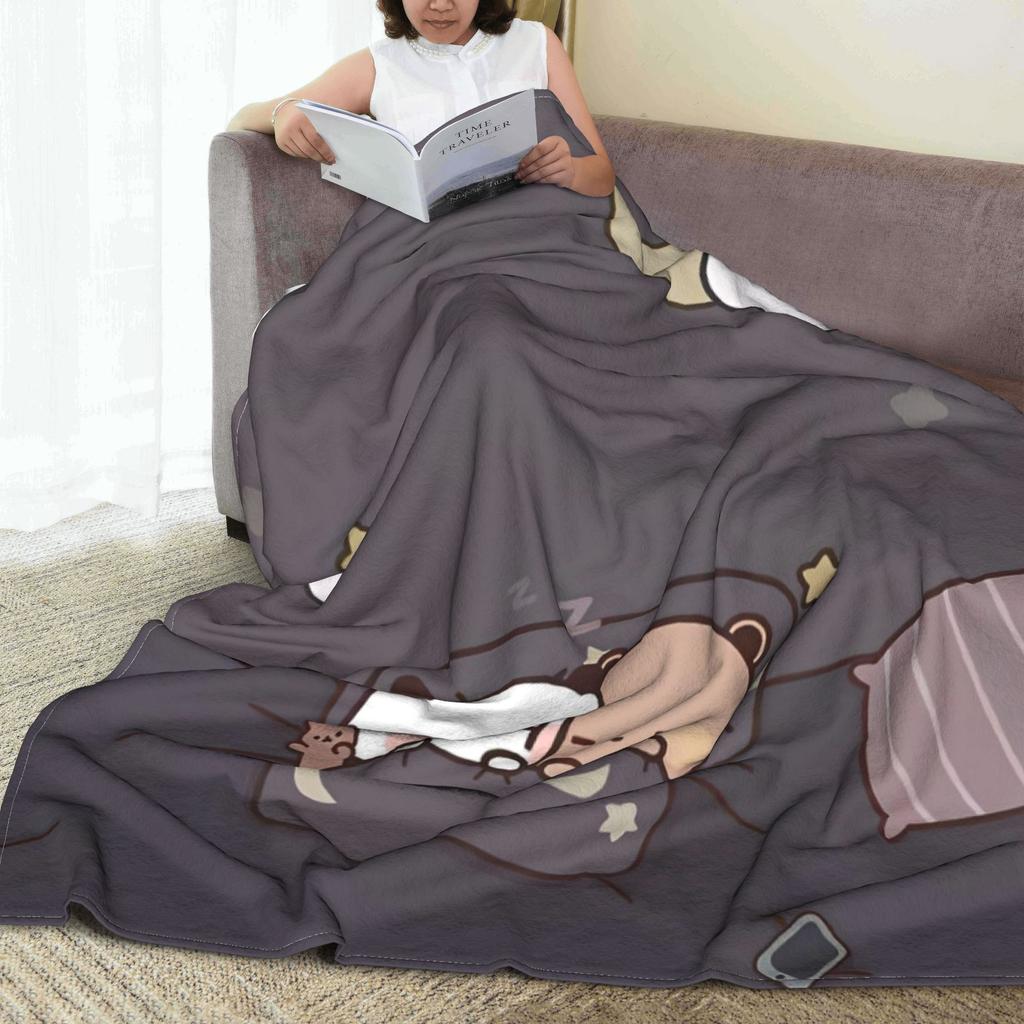 Bear Cartoon Cute Bubu Dudu Blankets Fleece Decoration Multi-function Super Soft Throw Blankets for Bed Outdoor Rug Piece