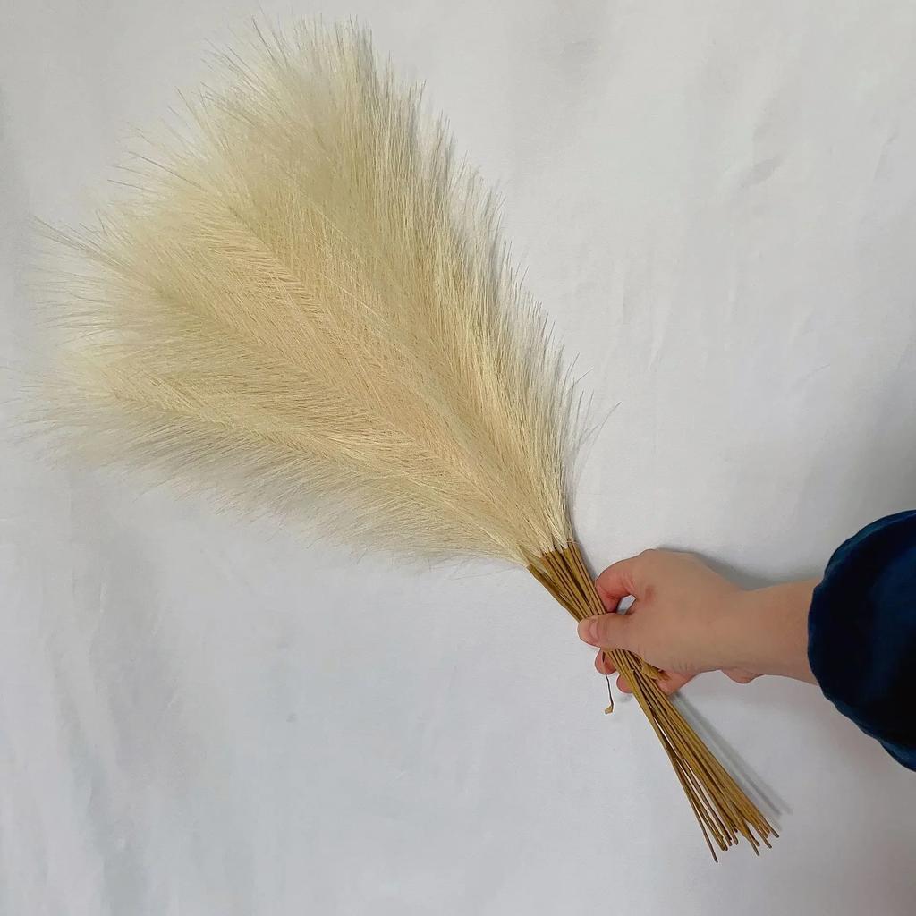 55CM 5PCS Fluffy Pampas Grass Boho Decor Flower Fake Plant Reed Simulated Wedding Party Home Decoration Artificial Flowers
