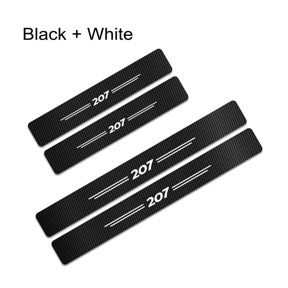 4PCS Auto Decorative Car Door Sill Stickers Scuff Plate Guards For Peugeot 207 Door Threshold Carbon Fiber Protector Accessories
