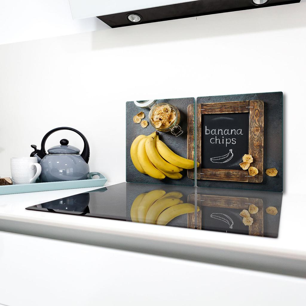 2x GLASS PROTECTIVE PLATE FOR STOVE 40x52 BANANA