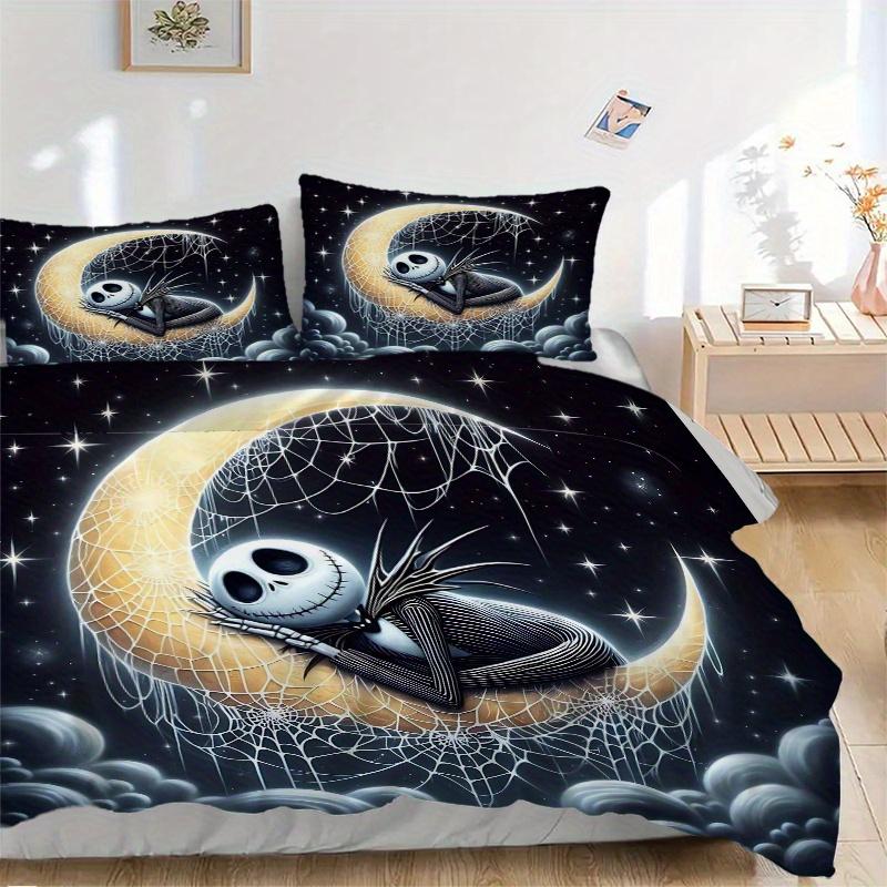 

3pcs Moon Jack Printed Quilt Set - Soft and Comfortable Quilt Cover for Bedroom, Guest Room and Dormitory Decorative Bedding Set 1 Duvet Cover + 135x200cm