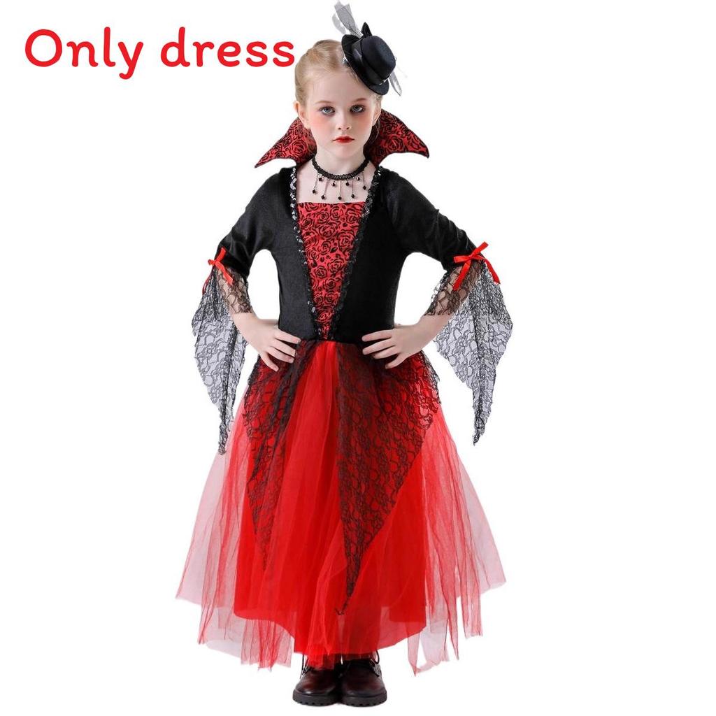 Children Halloween Cosplay Costume Vampire Demon Witch Princess Dress For Stage Show 120