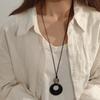New Retro Black Rope Long Necklace for Women's Fashion Collarbone Chain, Autumn and Winter Exquisite Simple Sweater