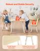 Kids Table and 2 Chairs Set, Toddler Table and Chair Set with Rounded Edge Design & Graffiti Desktop, Wooden Desk for Art, Craft, Reading, Learning,