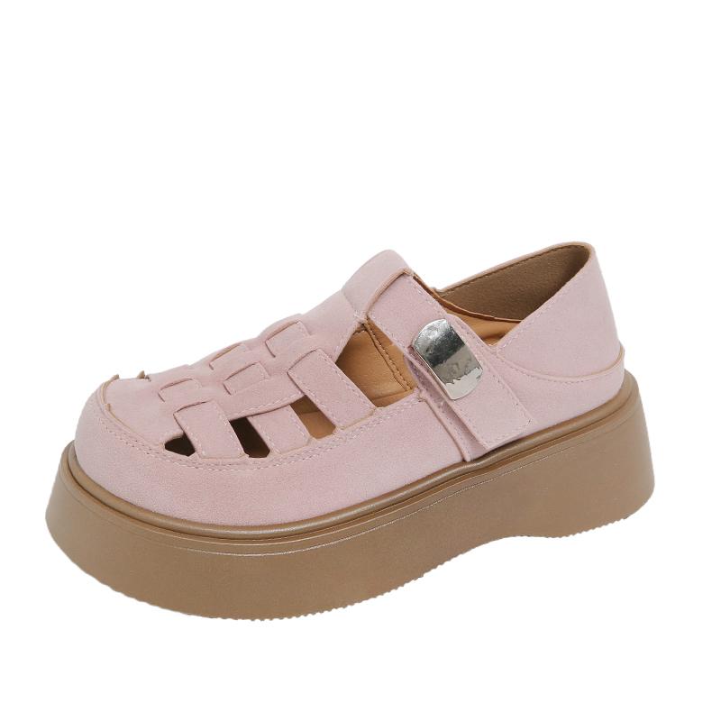 Fashion 2025 Summer Women's Suede Sandals Trendy Thick Bottom Outdoor Anti Slip Fashion Buckle Breathable Women's Versatile Single Shoes