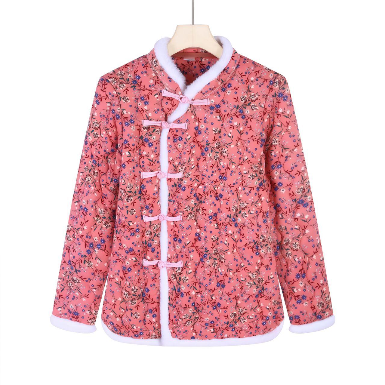 

Retro Floral Chinese Style Cotton Padded Jacket for Middle-Aged Women 2XL (recommended weight: up to 110 Jin)