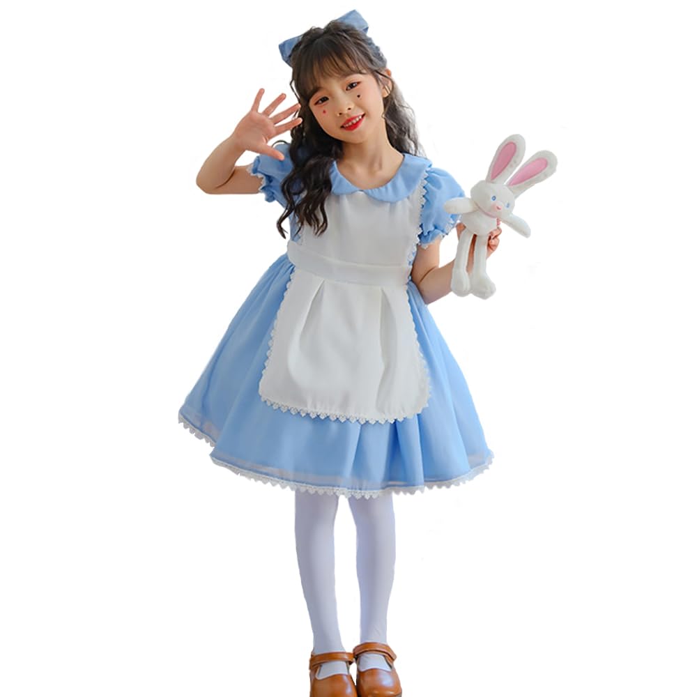 

Alice Maid Costume for Fancy Short One Light Leggings Included [RPFLQ] Girls, Dress, Cosplay, Halloween, Dress, Apron, Sleeves, Children, Kids, Girls, синий