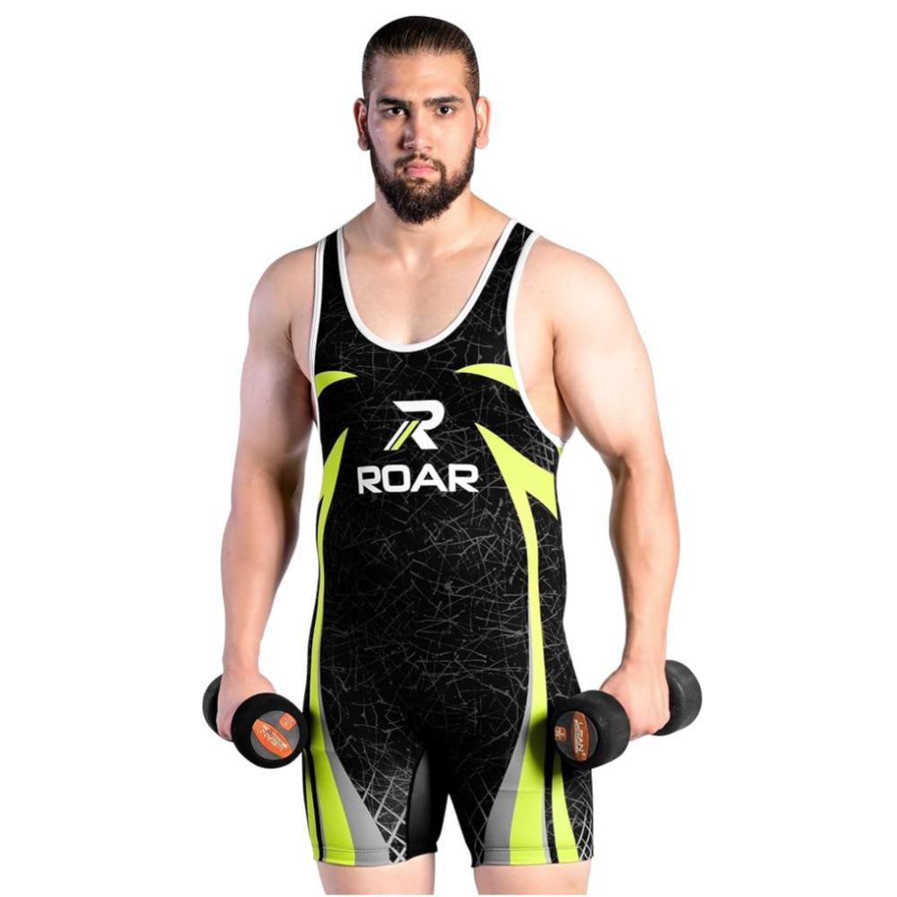 Ärmlös brottningsbody för män med magkontroll för fitness, boxning, triathlon och styrkelyft.