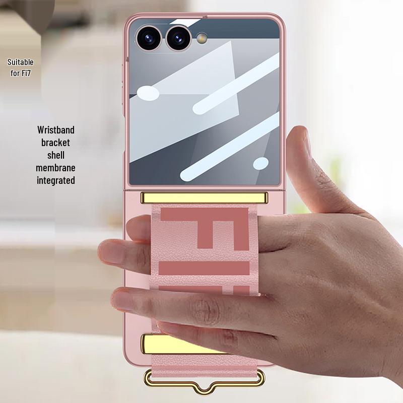 Ultradünne, modische Armbandhülle für Samsung Z Flip7 – Unifarben mit Anti-Peep-Schutzfolie