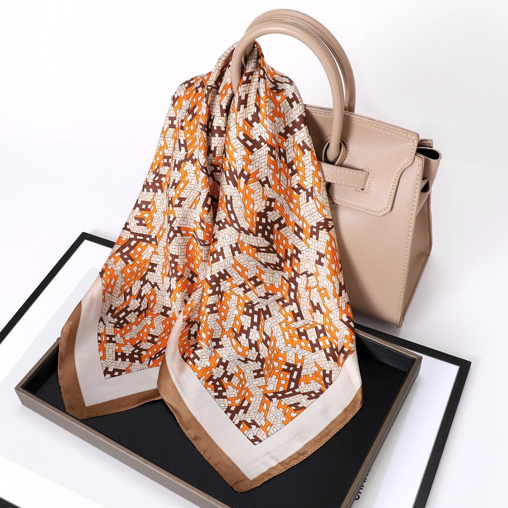 Small Scarves With Spring And Autumn Prints  New Simulation Silk Square Scarves For Women's Fashion High-end Scarves Versatile Small Scarves