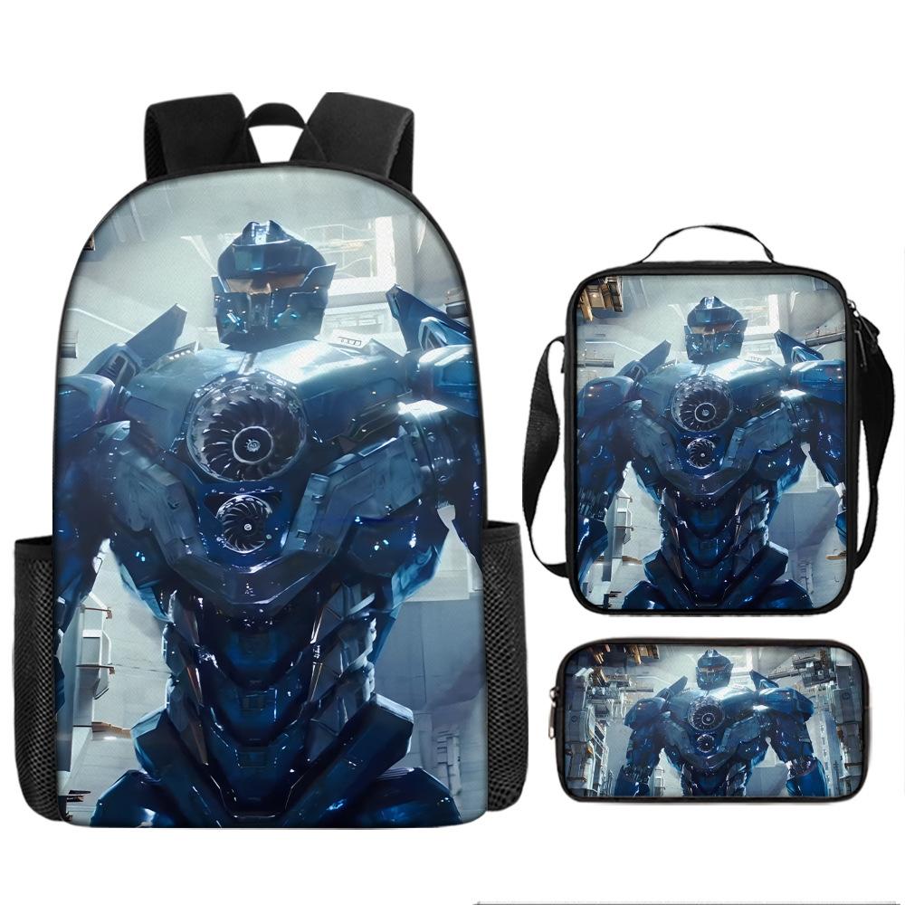 Pacific Rim schoolbag, primary and secondary school students, boys, mecha war, monster backpack, kindergarten burden reduction three-piece set