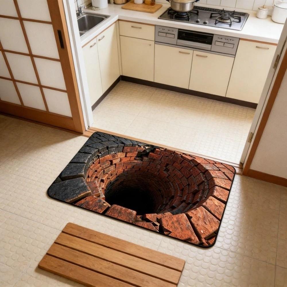 Non-slip Optical Illusion Doormat 3D Flat Bedroom Door Rug Creativity Bathroom Carpet  Home Decor