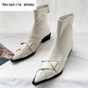 Sexy Pointed Toe Ankle Boots Low Heels Women Shoes Party Dress Elegant PU Leather Brand  New Chelsea Goth Pumps Botas Mujer