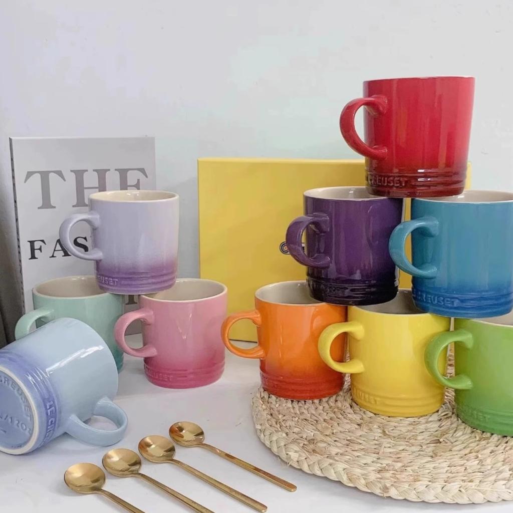 350 Mlnew Creative Macaron Mug Nordic Style Color Gradient Mug Gradient Color Cool Color Rainbow Cup Ceramic Cups With Hand Gift