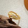 Fashion Stainless Steel Diamond Set Fried Dough Twists Women'S Ring 18K Gold Spiral Twist Ring Jewelry