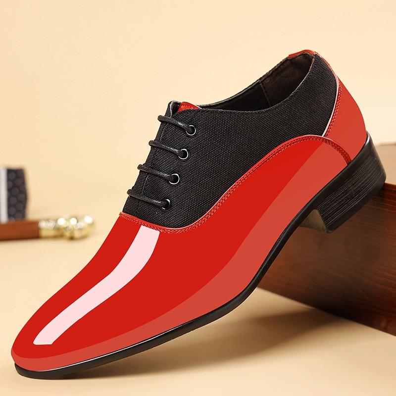 Heren Kostuum Schoenen Lakleer Oxford Schoenen Puntige Neus Vetersluiting Kantoor Schoenen Feest Bruiloft Schoen Grote Maten Zakelijke Leren Schoen