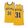 Retro Miller 31 Indiana Koszykarski Trykot Żółty Paski Granatowy Nadruk Sportowy Mundur Casual Kamizelka Drukowana 3D Dzieci i Mężczyźni