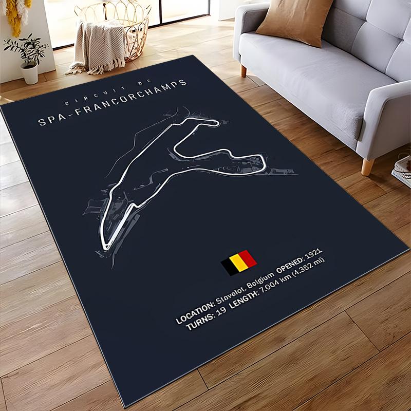 Spa-Francorchamps Rennstrecken-Design Teppich Geeignet zur Verwendung als rutschfeste Spielmatte für Sofas im Wohn- und Schlafzimmer